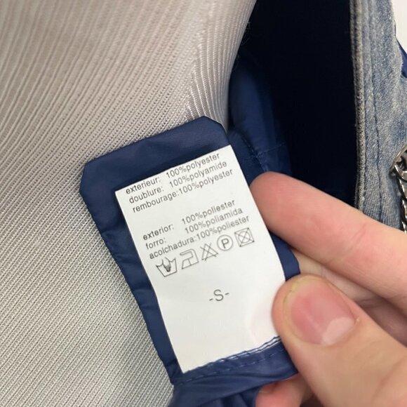 Monte Cervino Denim Lined Zip up Down Jacket. Blue EUC S - Picture 7 of 8